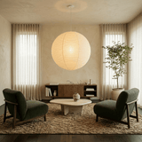 Japanese paper lantern pendant with a spherical washi paper shade, view 8