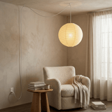 Paper lantern globe pendant, ceiling mounted with a metal armature, view 11
