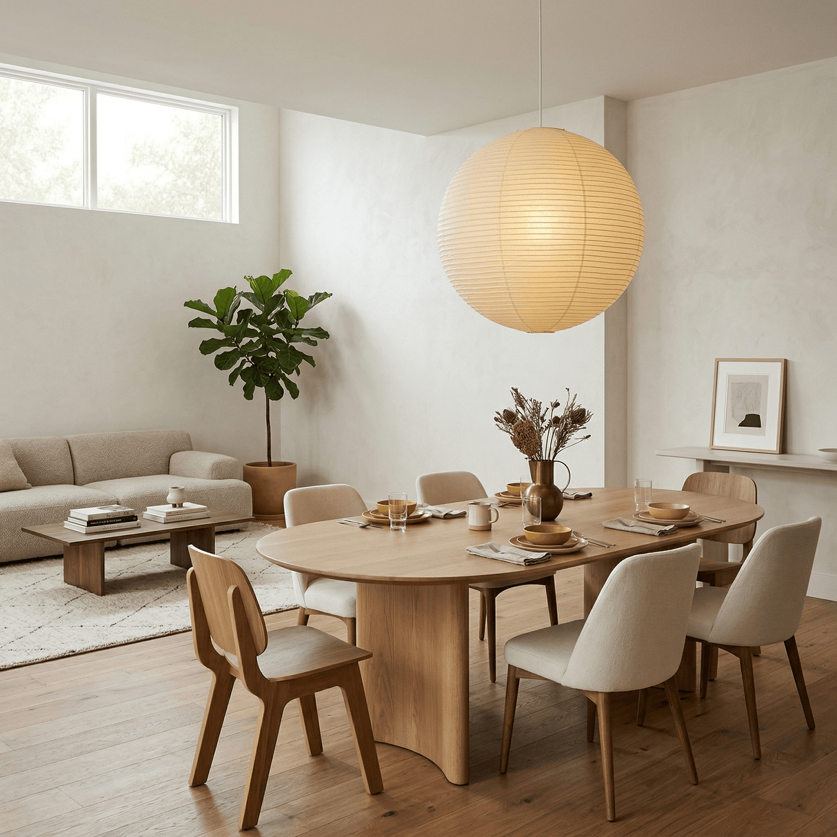 Washi paper globe pendant light on a fine metal frame, view 13