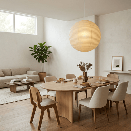 Washi paper globe pendant light on a fine metal frame, view 13