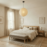 Spherical rice paper pendant light with a black suspension wire, view 16