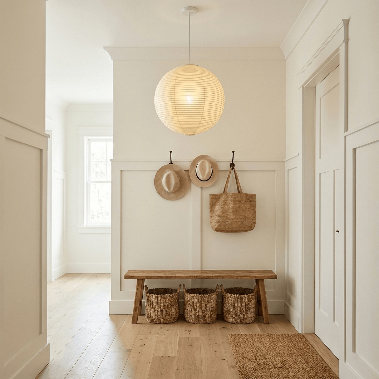 Paper lantern globe pendant, ceiling mounted with a metal armature, view 17