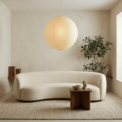 Japanese paper lantern pendant with a spherical washi paper shade, view 20