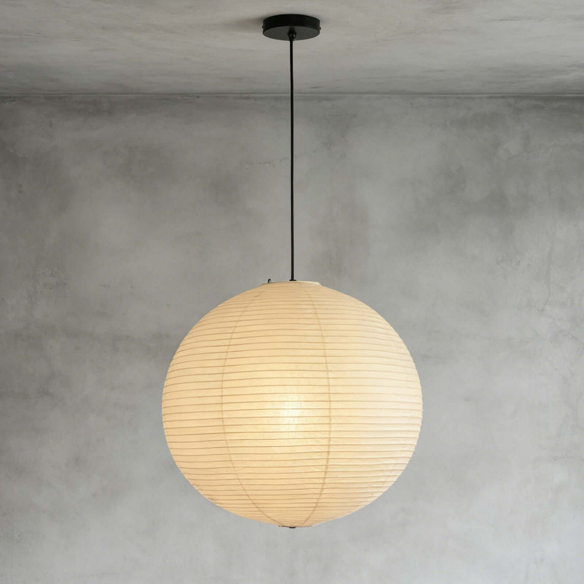 Japanese paper lantern pendant with a spherical washi paper shade, view 32
