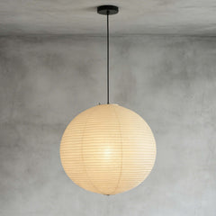 Japanese paper lantern pendant with a spherical washi paper shade, view 32