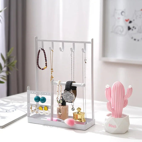 Jewelry Hanging Organizer – Multifunctional Metal Stand for Earrings Necklaces Bracelets - Jewelry Hanging Organizer - Hurbane Home