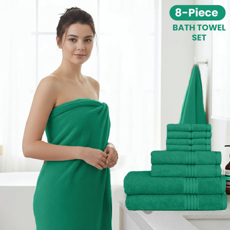 8-Piece Luxury Cotton Towel Set – Soft & Quick-Dry Bath Towels
