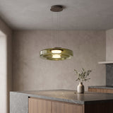 Tinted glass disc kitchen island pendant light shown as the main product image