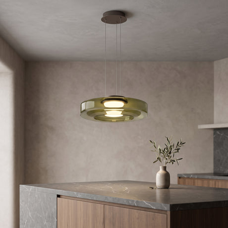 Tinted glass disc kitchen island pendant light shown as the main product image