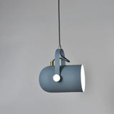 Blue grey spot pendant tilted on a matching cord