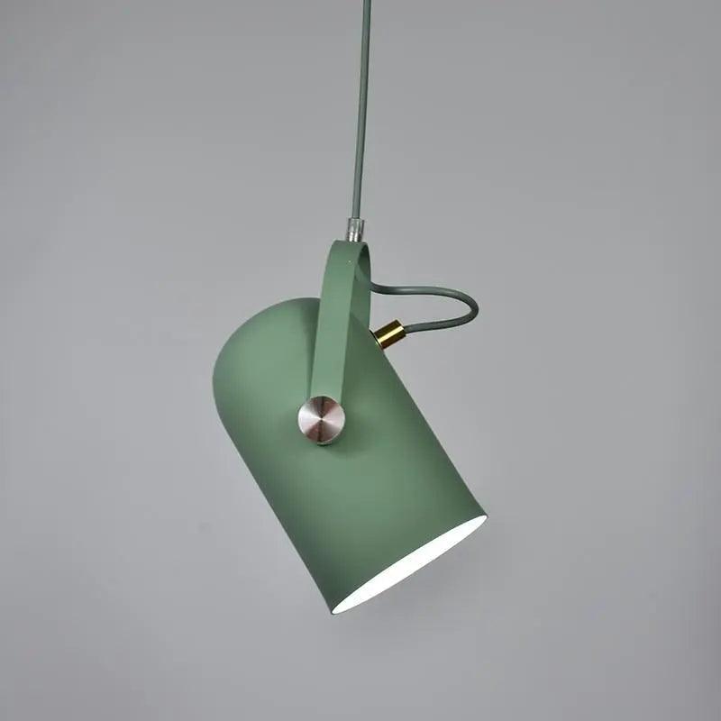 Green pendant angled steeply on a matching green cord