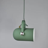 Green spot pendant tilted with its white inner shade showing