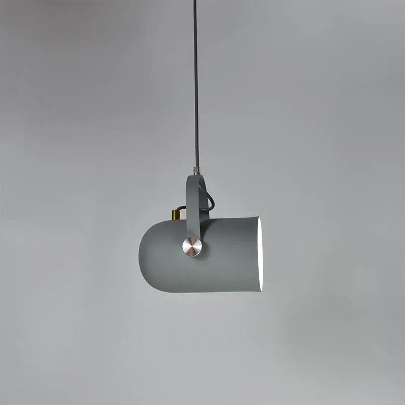 Grey pendant angled sideways showing the white shade interior