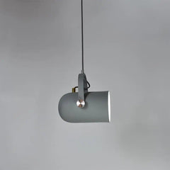 Grey pendant angled sideways showing the white shade interior