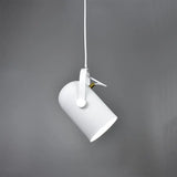 White pendant tilted sharply downward on a white cord