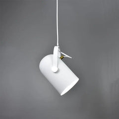 White pendant tilted sharply downward on a white cord