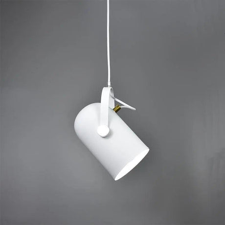 White pendant tilted sharply downward on a white cord