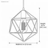 Line drawing of the pendant with width 8.5 in and height 9.5 in marked