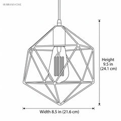 Line drawing of the pendant with width 8.5 in and height 9.5 in marked