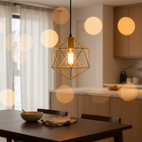 Geometric Cage Pendant Light Metal Open Frame for Kitchen Islands