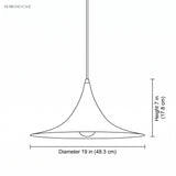 Line drawing of the pendant with diameter 19 in and height 7 in