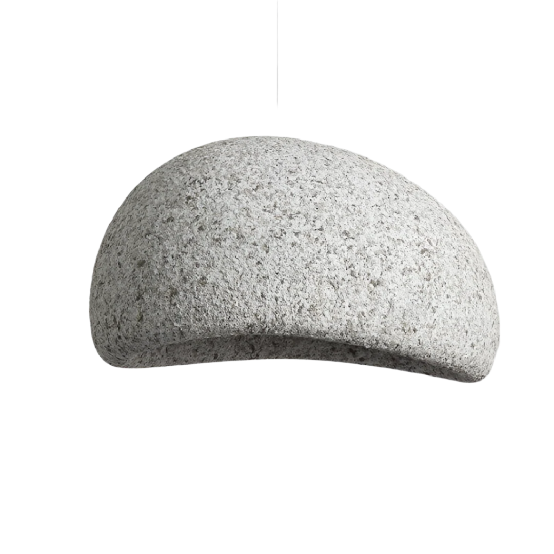 Grey speckled wabi sabi dome pendant alone on a white ground