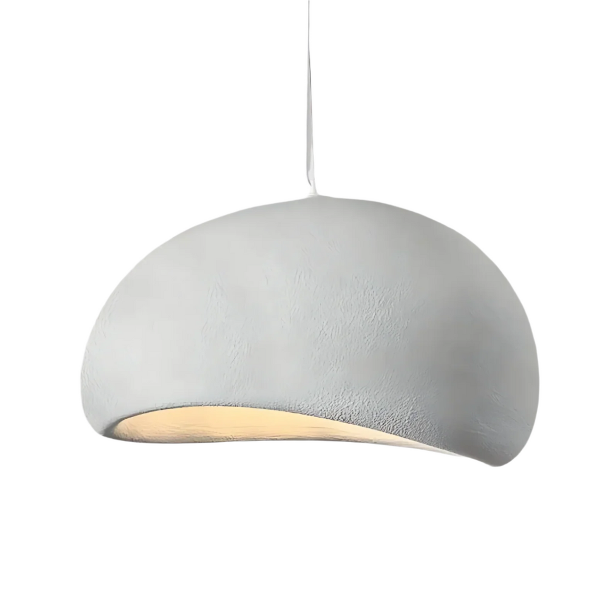 White dome pendant seen from below showing the swept rim