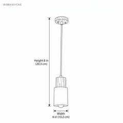 Dimension drawing showing pendant height 8 in and width 4 in