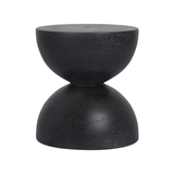 kolina end table sculpted black lavastone hourglass design