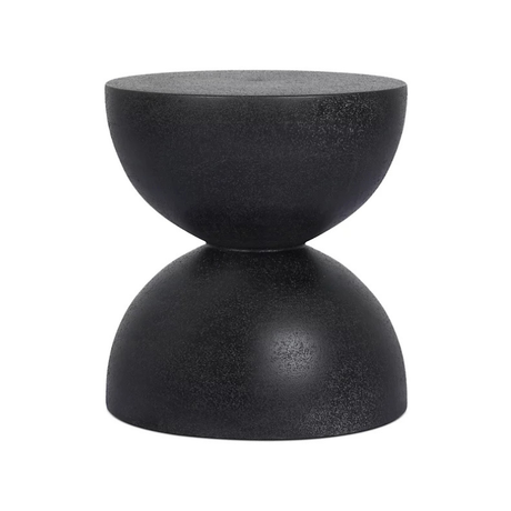 kolina end table sculpted black lavastone hourglass design