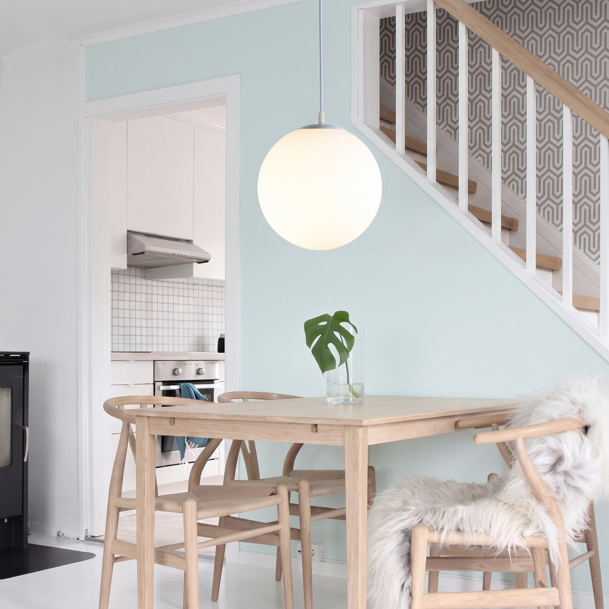 Glass Single-Head Pendant Light - dining nook setting