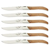 Laguiole Steak Knives – Olive Wood Handle Stainless Steel Dining Set - Steak Knife Set - Hurbane Home