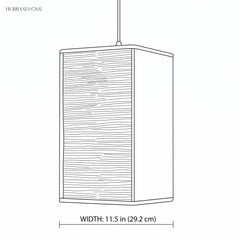 Line drawing of the box lantern shade with its width marked