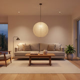 Round globe paper lantern shade shown on a plain background