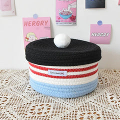 Large Cotton Rope Storage Basket - Durable Woven Fabric for Organizing Home - Wooven Storage Baskets - Hurbane Home