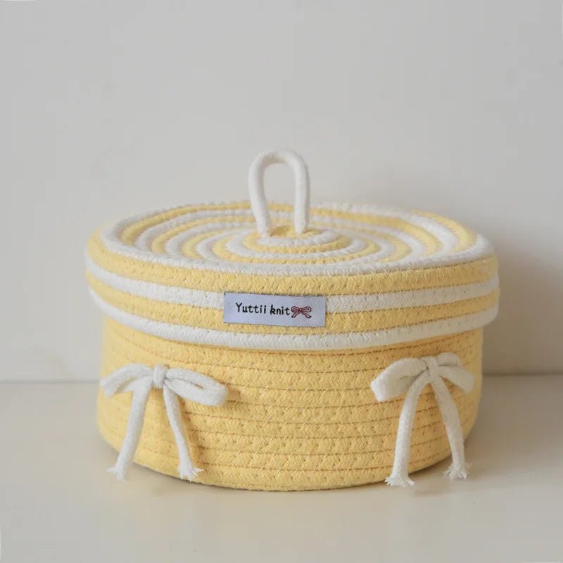 Large Cotton Rope Storage Basket - Durable Woven Fabric for Organizing Home - Wooven Storage Baskets - Hurbane Home