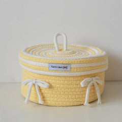 Large Cotton Rope Storage Basket - Durable Woven Fabric for Organizing Home - Wooven Storage Baskets - Hurbane Home
