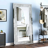 Large Silver Crystal Rhinestone Frameless Vanity Wall Mirror 48x24 - Hurbane Home