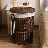 Laundry Organizer Basket - Wicker Basket with Lid for Home Storage & Clothes - Wicker Laundry Basket - Hurbane Home