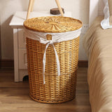 Laundry Organizer Basket - Wicker Basket with Lid for Home Storage & Clothes - Wicker Laundry Basket - Hurbane Home