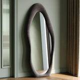 Leaning Wall Mirror – Irregular Wave Full - Length Silver - Backed Frame - Hurbane Home