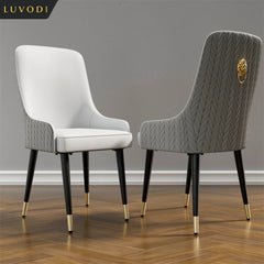 Leather Dining Chair Set of 2 – Microfiber Lion Knocker Design - Hurbane Home