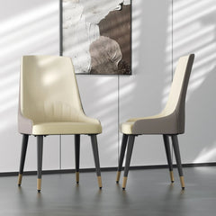Leather Dining Chairs Set of 2 – Modern PU Chairs with Metal Legs - Hurbane Home