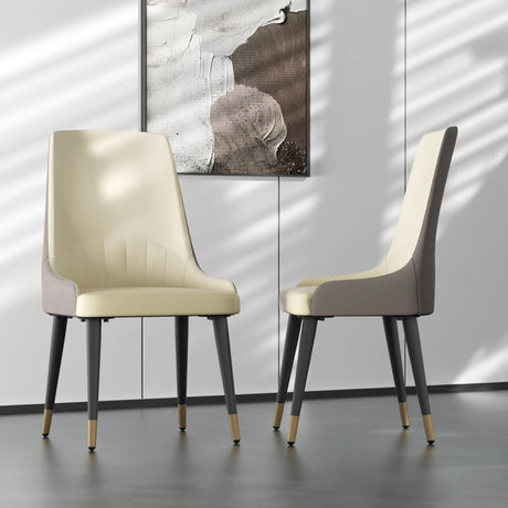 Leather Dining Chairs Set of 2 – Modern PU Chairs with Metal Legs - Hurbane Home