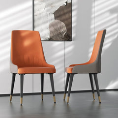 Leather Dining Chairs Set of 2 – Modern PU Chairs with Metal Legs - Hurbane Home