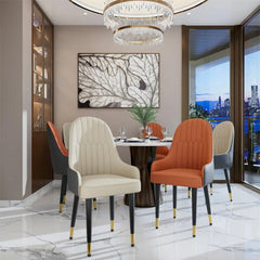 Leather Dining Chairs Set of 2 – Modern PU Chairs with Metal Legs - Hurbane Home