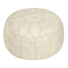 Leather Pouf Ottoman – Moroccan Boho Faux Leather Storage Footrest - Leather Pouf Ottoman - Hurbane Home