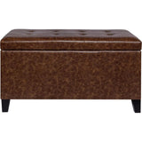 Leather Storage Bench – Upholstered Ottoman With Hidden Compartment Seating - Storage Ottoman Bench - Hurbane Home