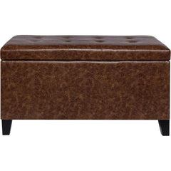 Leather Storage Bench – Upholstered Ottoman With Hidden Compartment Seating - Storage Ottoman Bench - Hurbane Home
