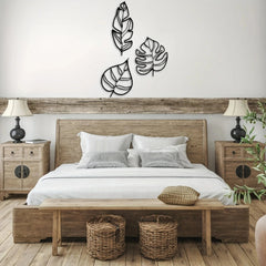 Leaves Metal Wall Art - Large Black Decor for Modern Home Aesthetics - black metal wall art - Hurbane Home